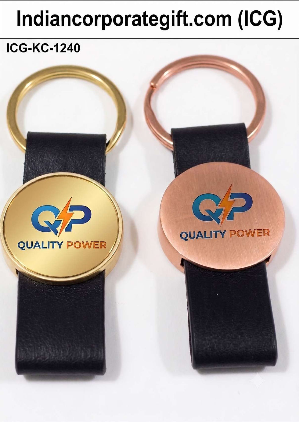Round Metal and Leather Loop Keychain ICG-KC-1240 manufacurer in Pune by ICG