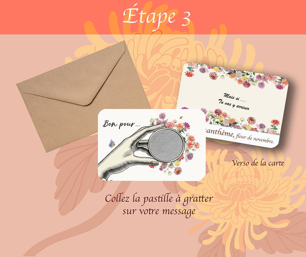 Miniature : Carte à gratter "Bon pour" -  CHRYSANTHÈME fleur de Novembre