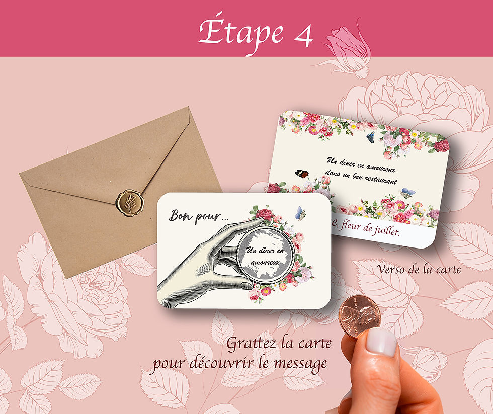 Miniature : Carte à gratter "Bon pour" -  ROSE fleur de juillet.