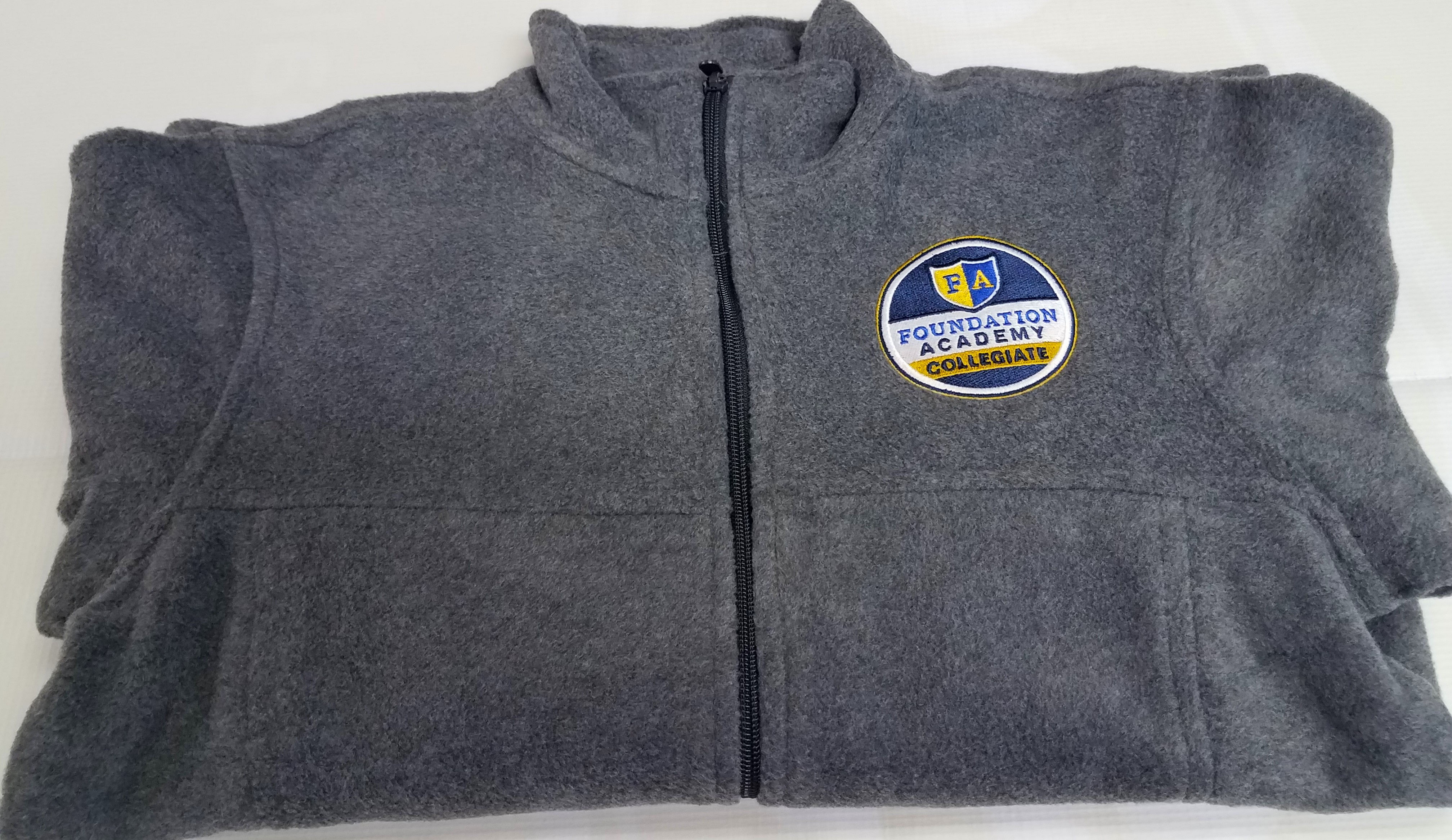 FULL-ZIP FLEECE JACKET W/COLLEGIATE LOGO (CHARCOAL GREY)