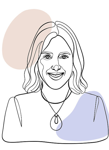 Vector cartoon of Chevy Mermelstein, certified sleep coach based in Montreal