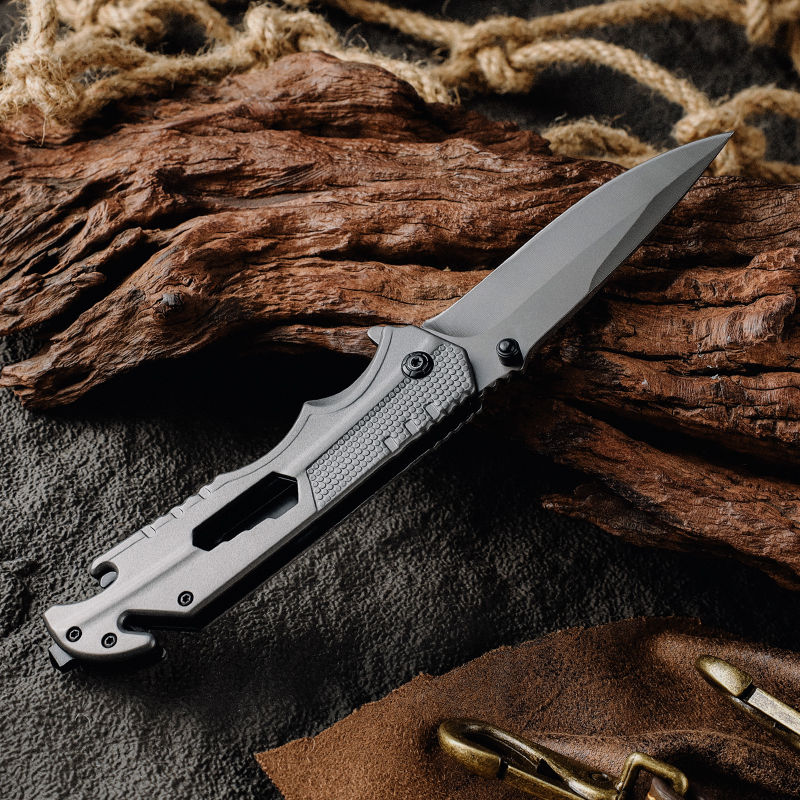 Multifunctional folding knife with 100mm 5Cr13MoV steel blade and steel composite handle – Toschka