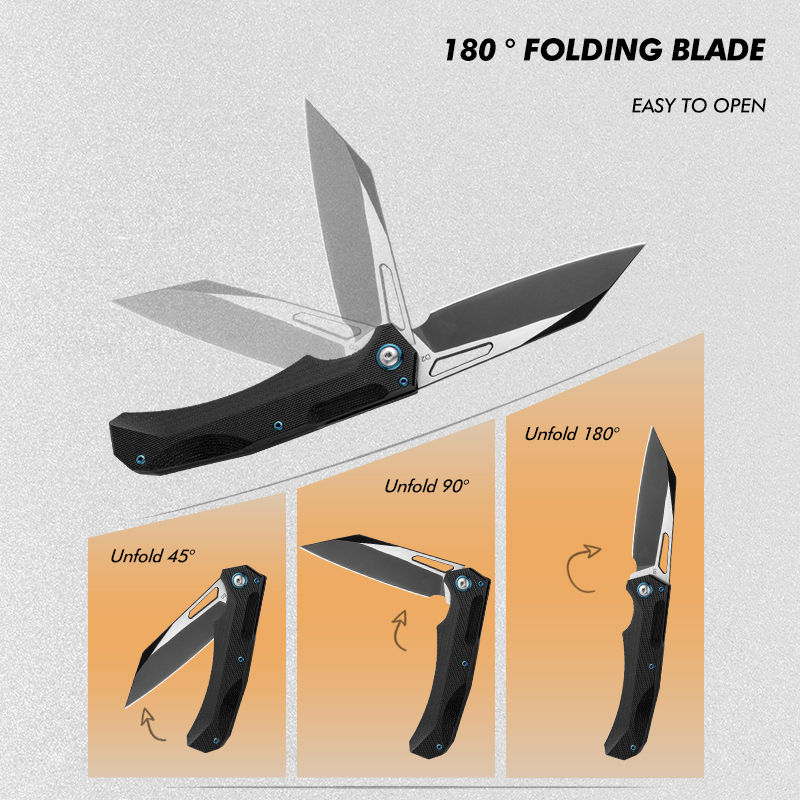 Thumbnail: 90mm D2 steel folding knife with black G10 Garolite handle and tanto-style blade – Toschka