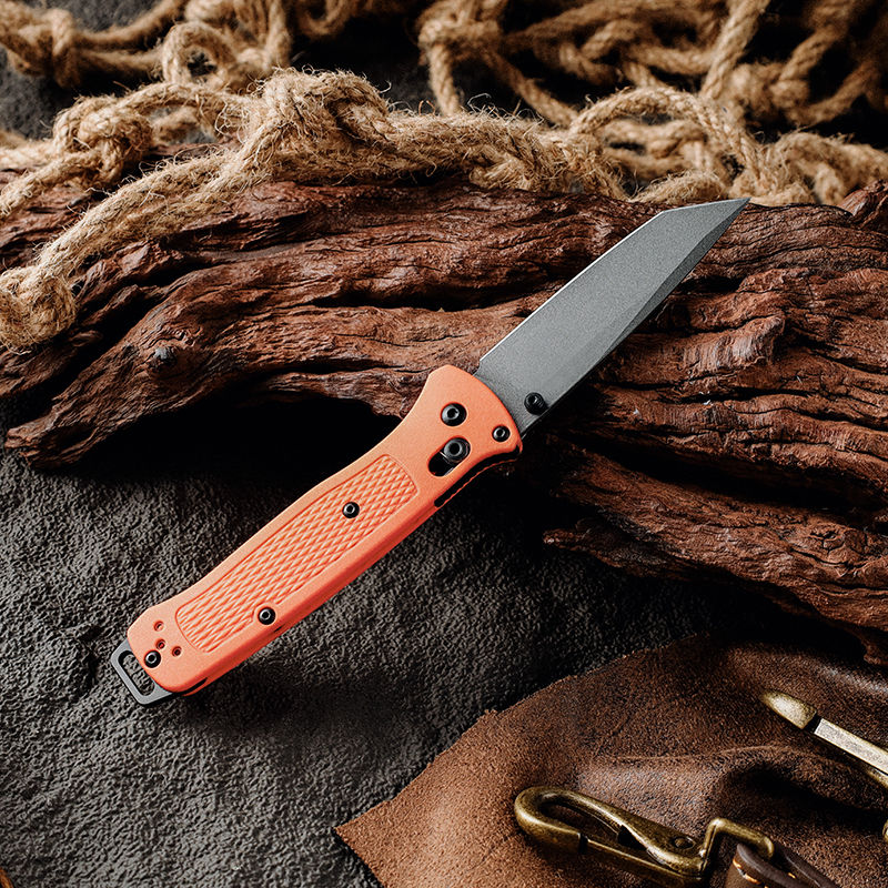 Thumbnail: Hunting utility folding knife with 90mm 3V steel blade and Garolite G10 orange handle – Toschka
