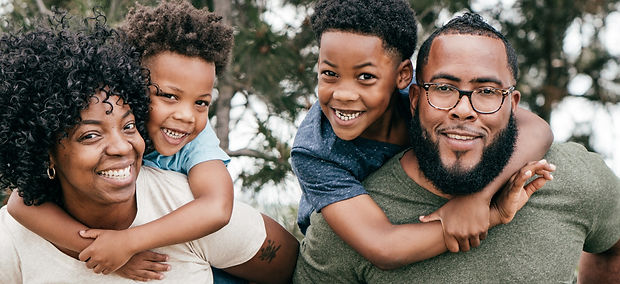 Happy family outside