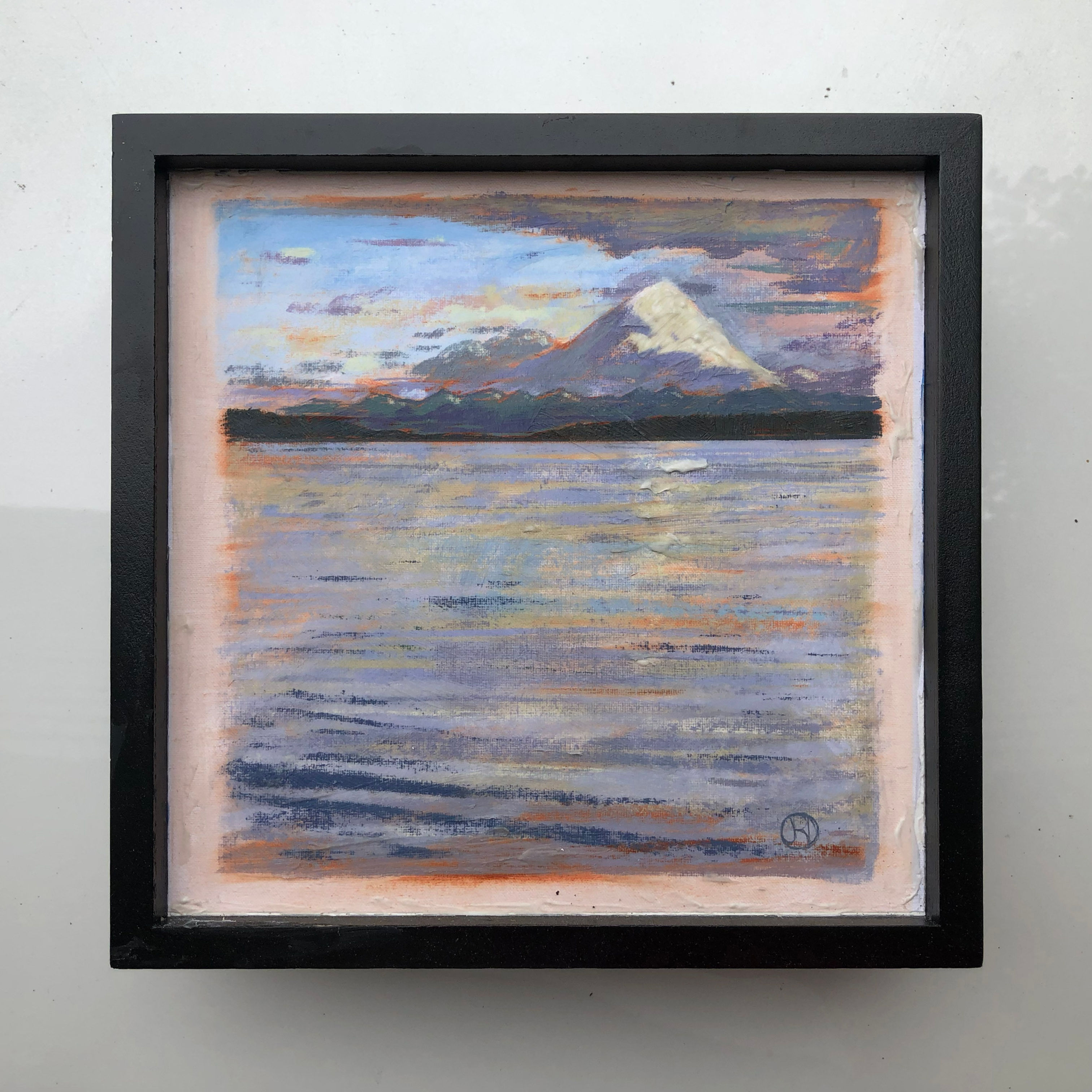 Rainier from Indianola, 9 7/8 x 9 7/8", ink and acrylic