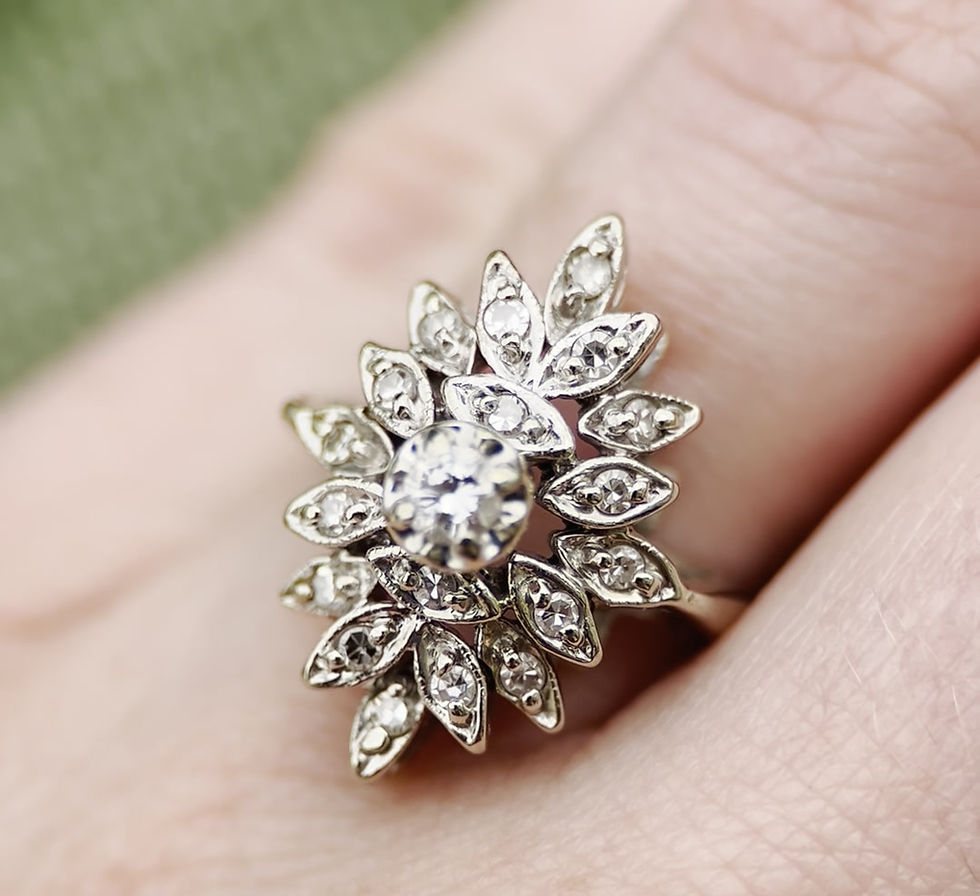 Thumbnail: 1/3ctw Vintage Diamond Ring in 14k White Gold