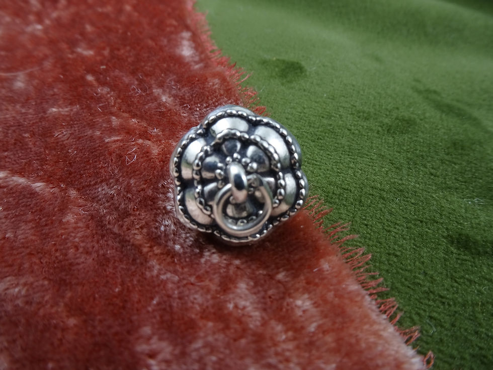 Thumbnail: Sterling Silver Second Line Umbrella Dangle Charm Beaded Texture Charm 925 3.1g