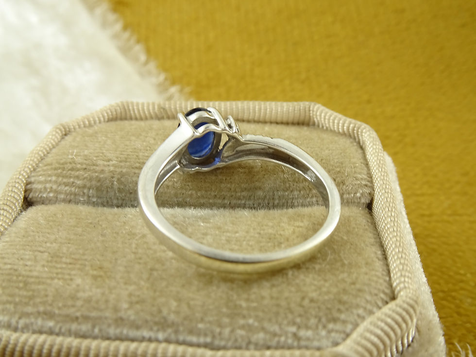 Thumbnail: Dainty 10k White Gold Sapphire and Diamond Engagement Ring 0.5ct Sapphire sz 7