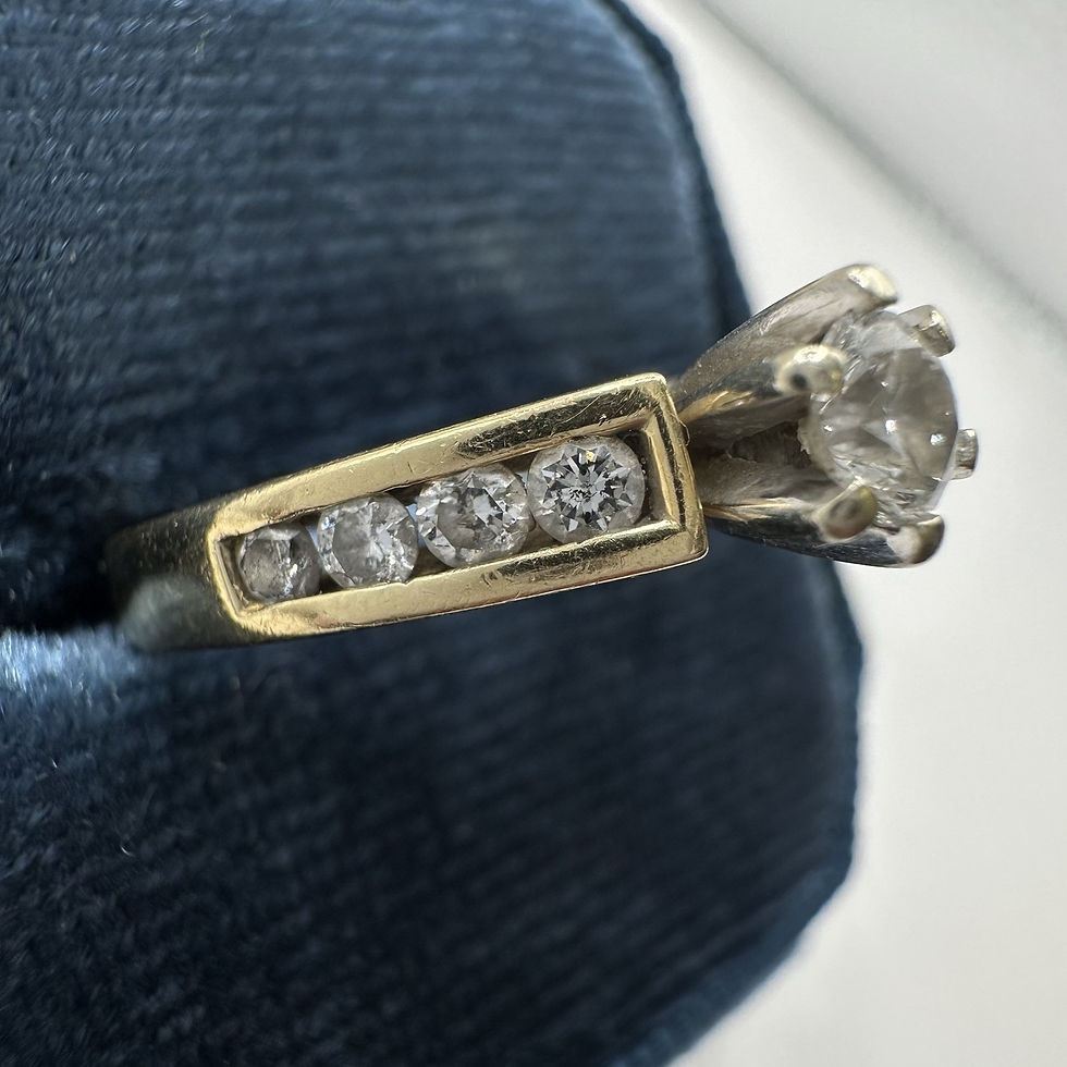 Thumbnail: 14k Yellow Gold Round Cut Diamond Engagement Ring ~ Size 5