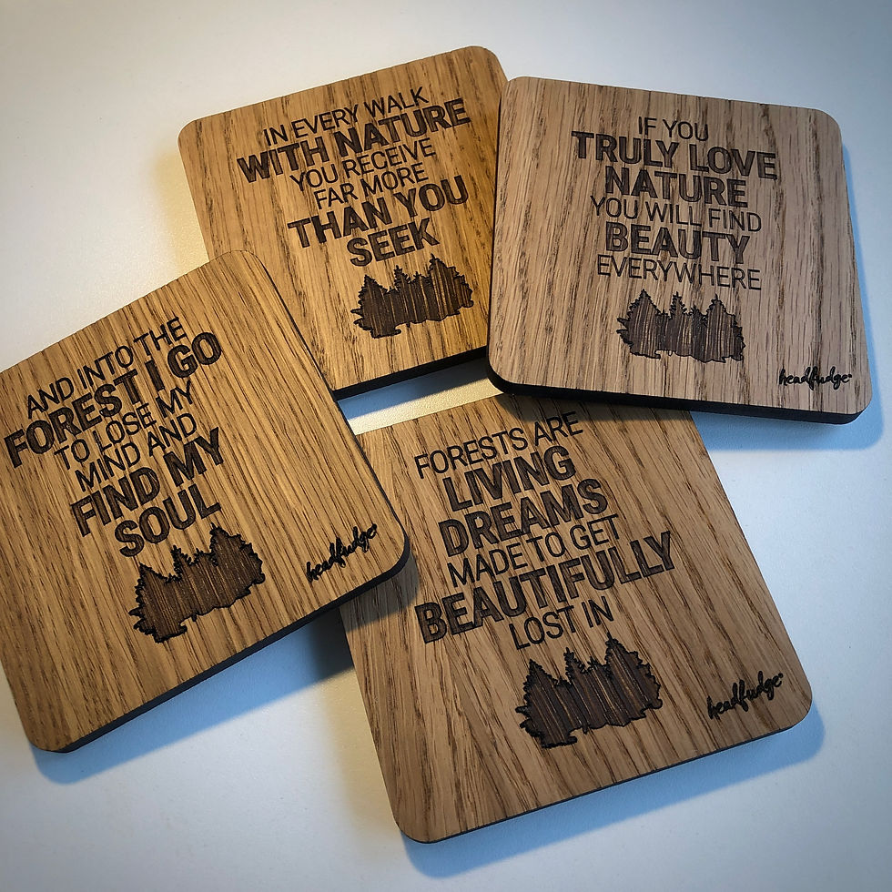 Headfudge 'Forest Quotes' Oak Coasters