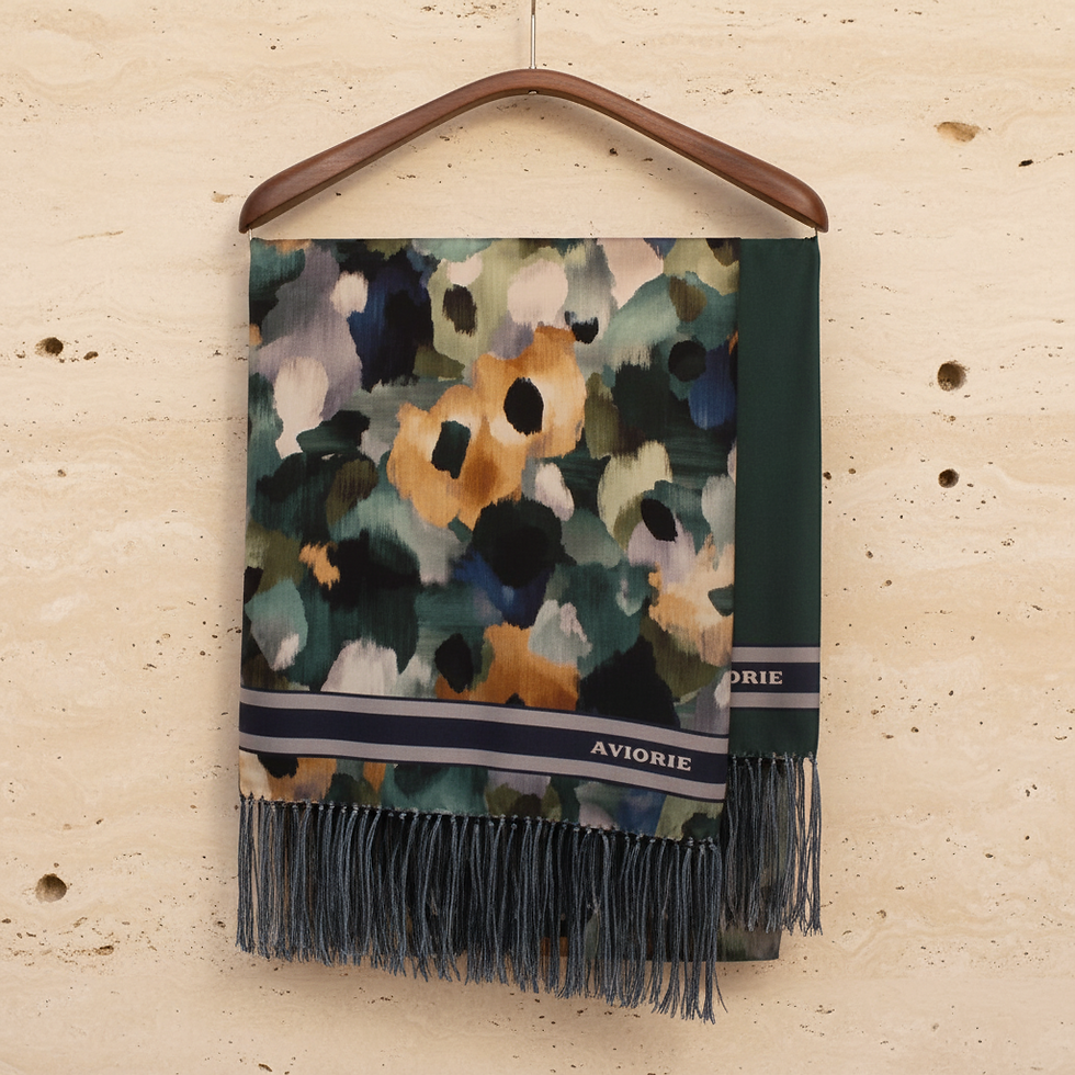 Double sided silk scarf with silk tassels crafted in Italy