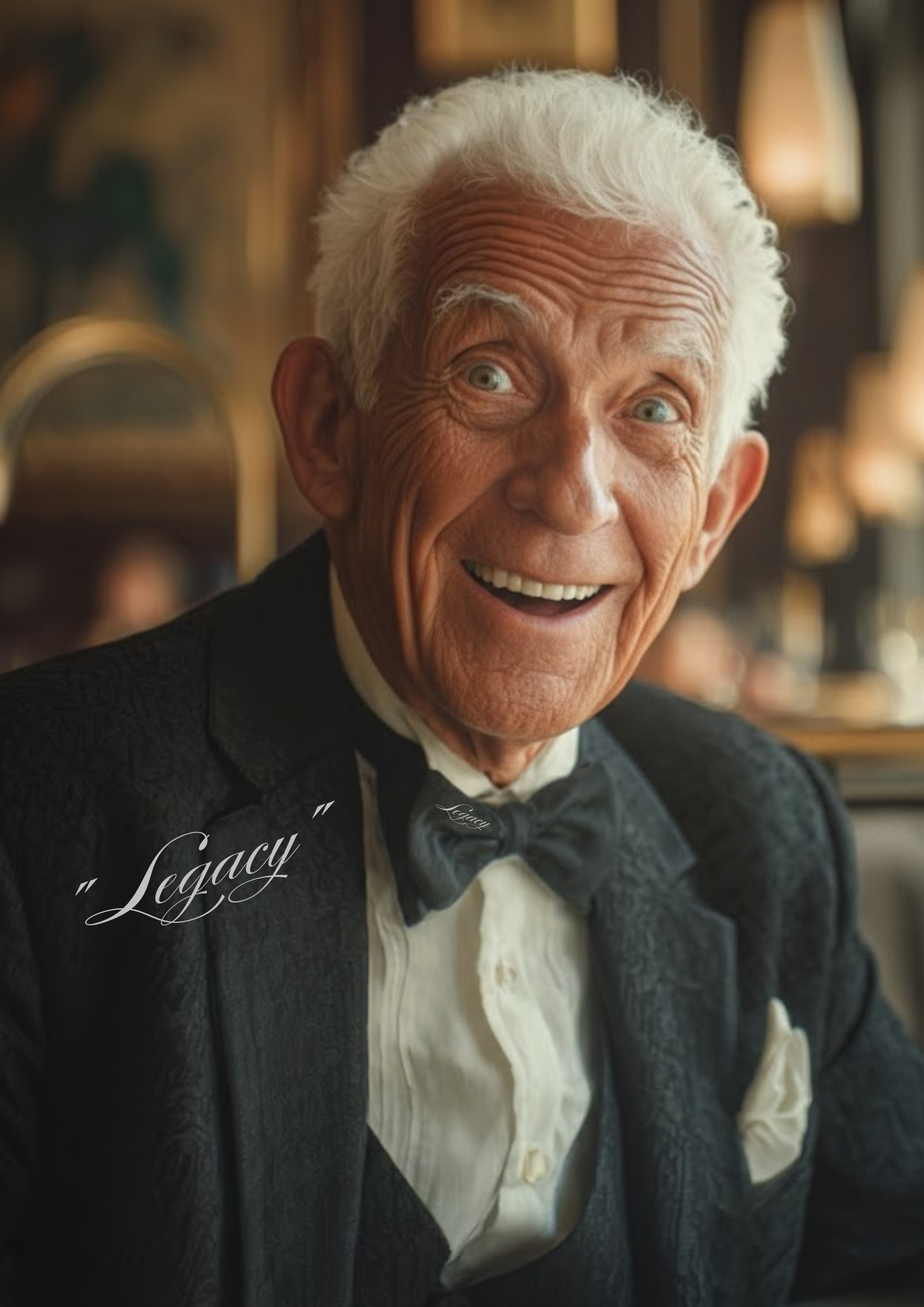 Man wearing printed silk bow tie