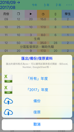 匯出/備份/復原全年報告