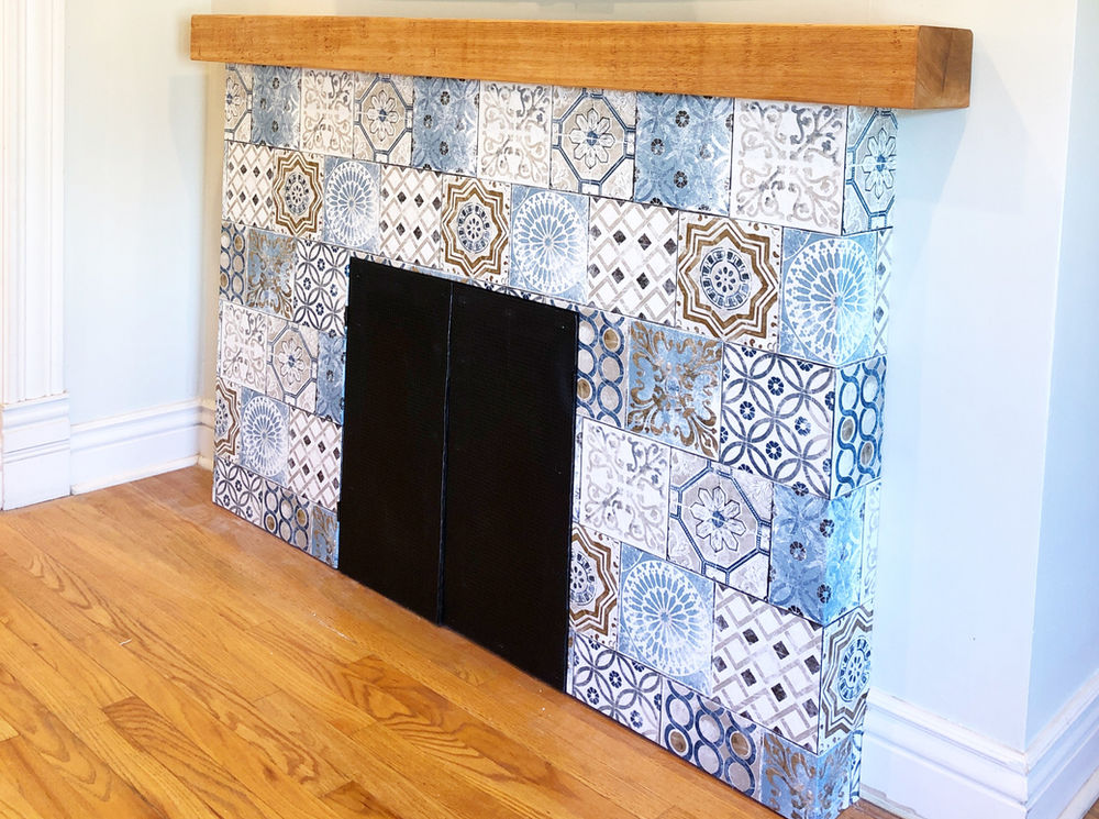 DIY faux fireplace & mantel (to hide TV components)