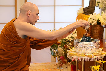 Ajahn Dhammasiha Bathing Buddha Statue Songkran Dhammagiri