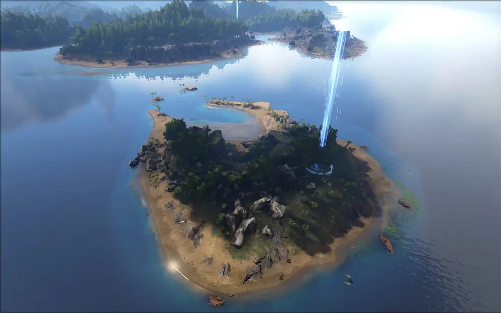 Vista aérea de Herbivore Island en The Island de ARK: Survival Ascended