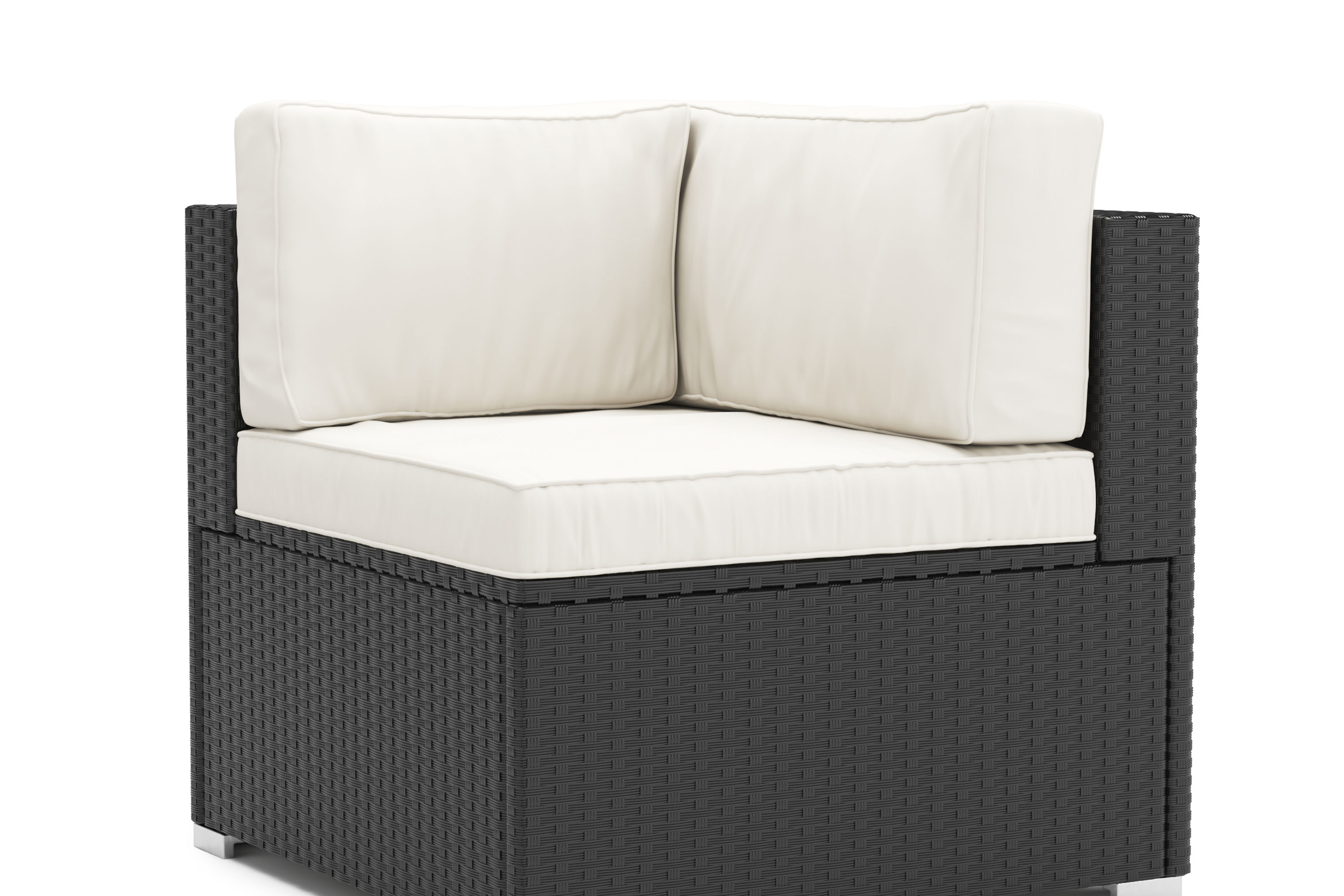 Eckteil Rattanlounge KRETA schwarz/weiss