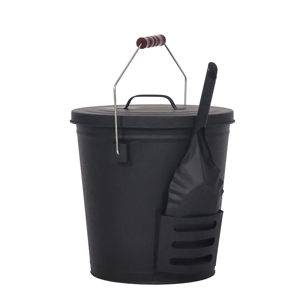 Ascheeimer mit Deckel und Schaufel 19L