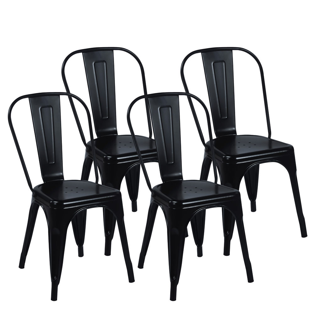 Esszimmerstuhl Metall METALUXE 4er Set schwarz