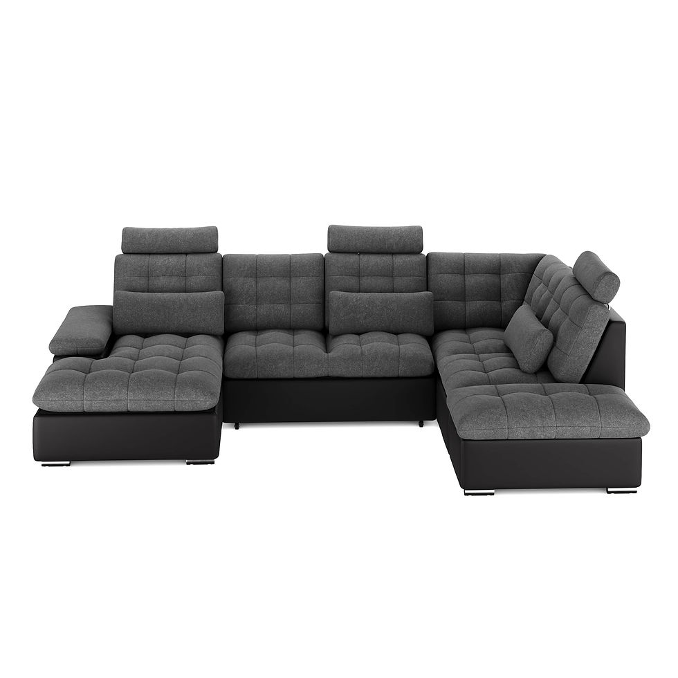 Ecksofa mit Schlaffunktion SORAYA rechts anthrazit/schwarz