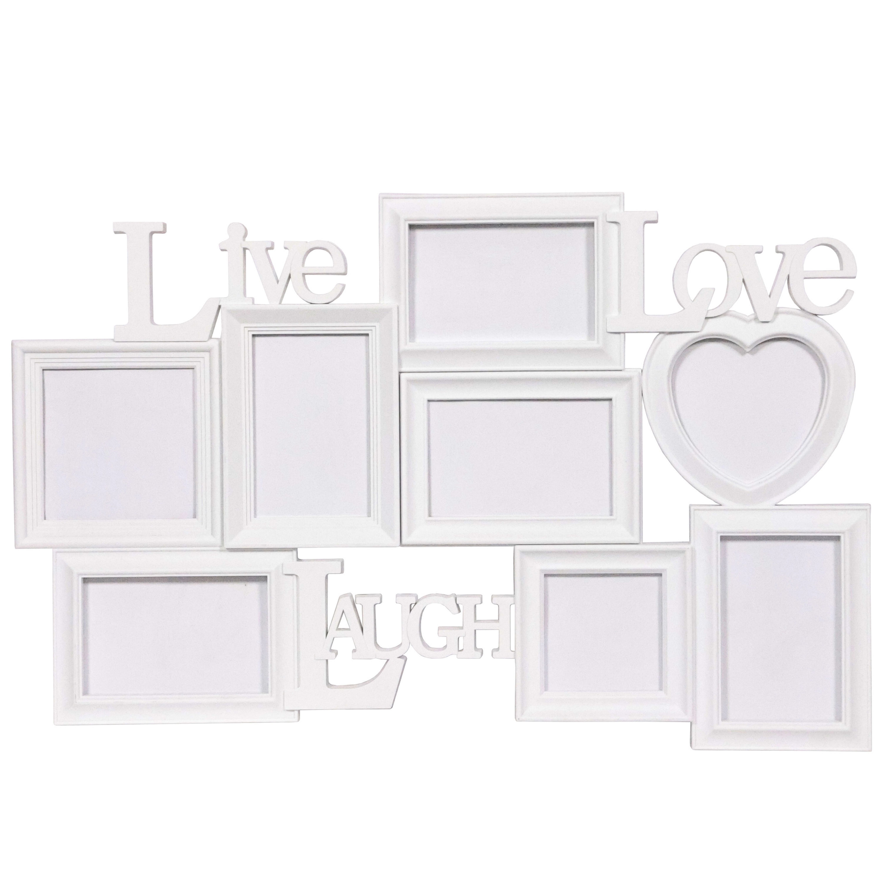 Bilderrahmen Collage LIVE & LOVE für 8 Fotos weiss