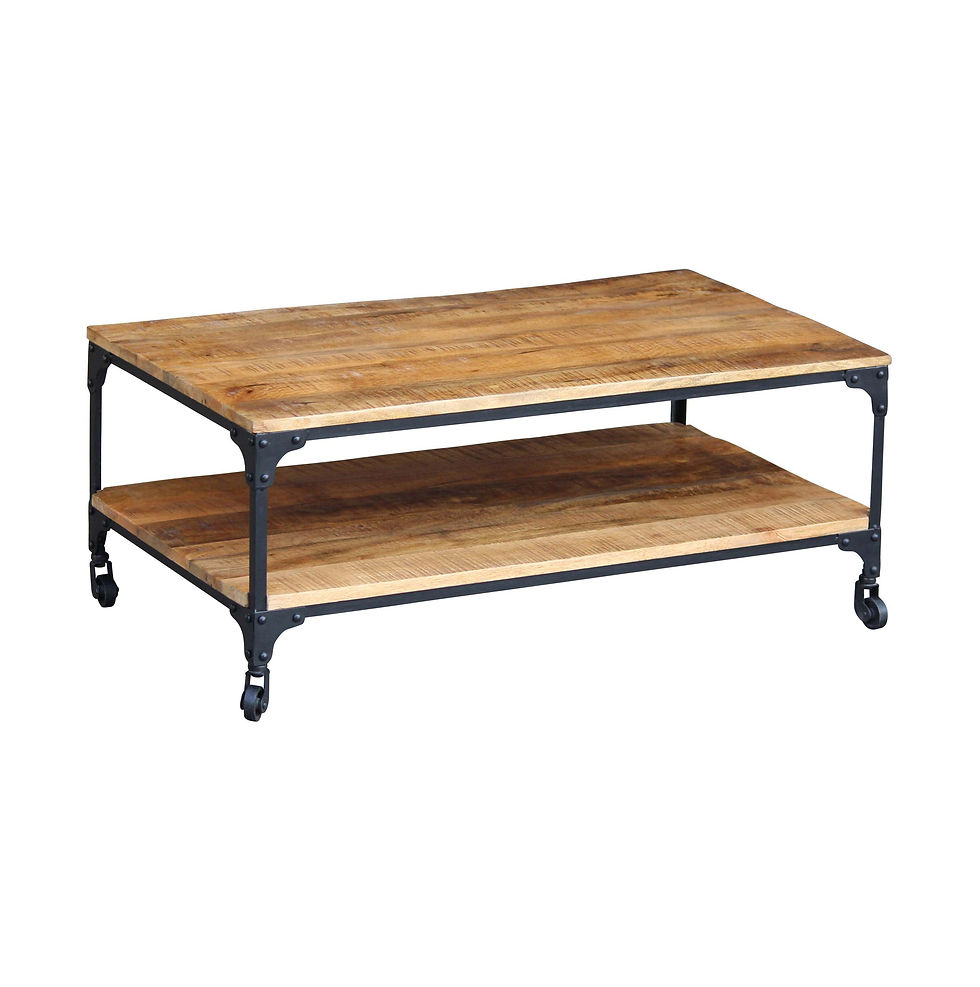 Beistelltisch Holz Vintage BULLOCK mit Rollen 100 x 55 x 40 cm