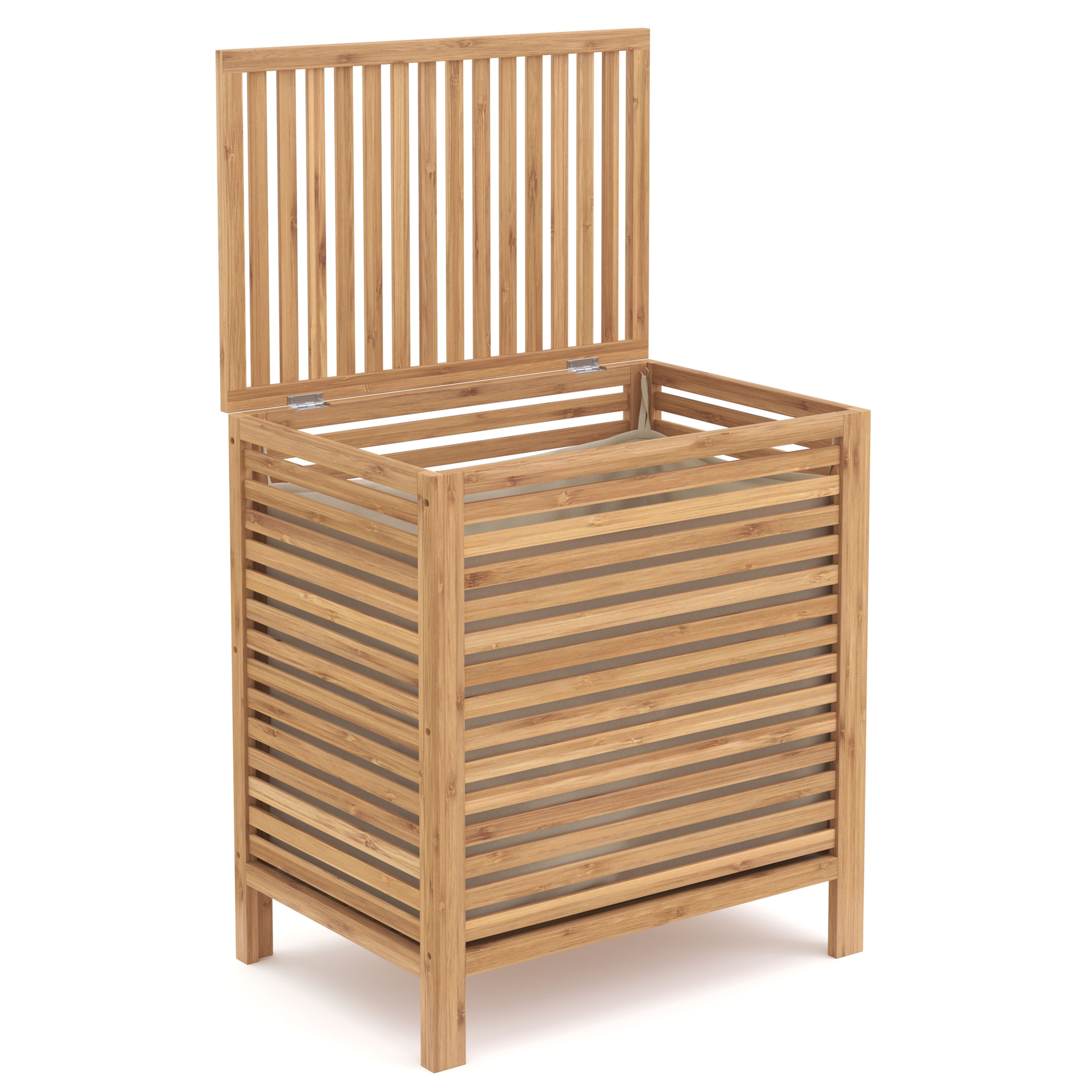 Wäschekorb Bambus mit Deckel 57L