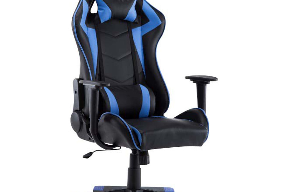 Gamingstuhl Bürostuhl Leder STREAM blau
