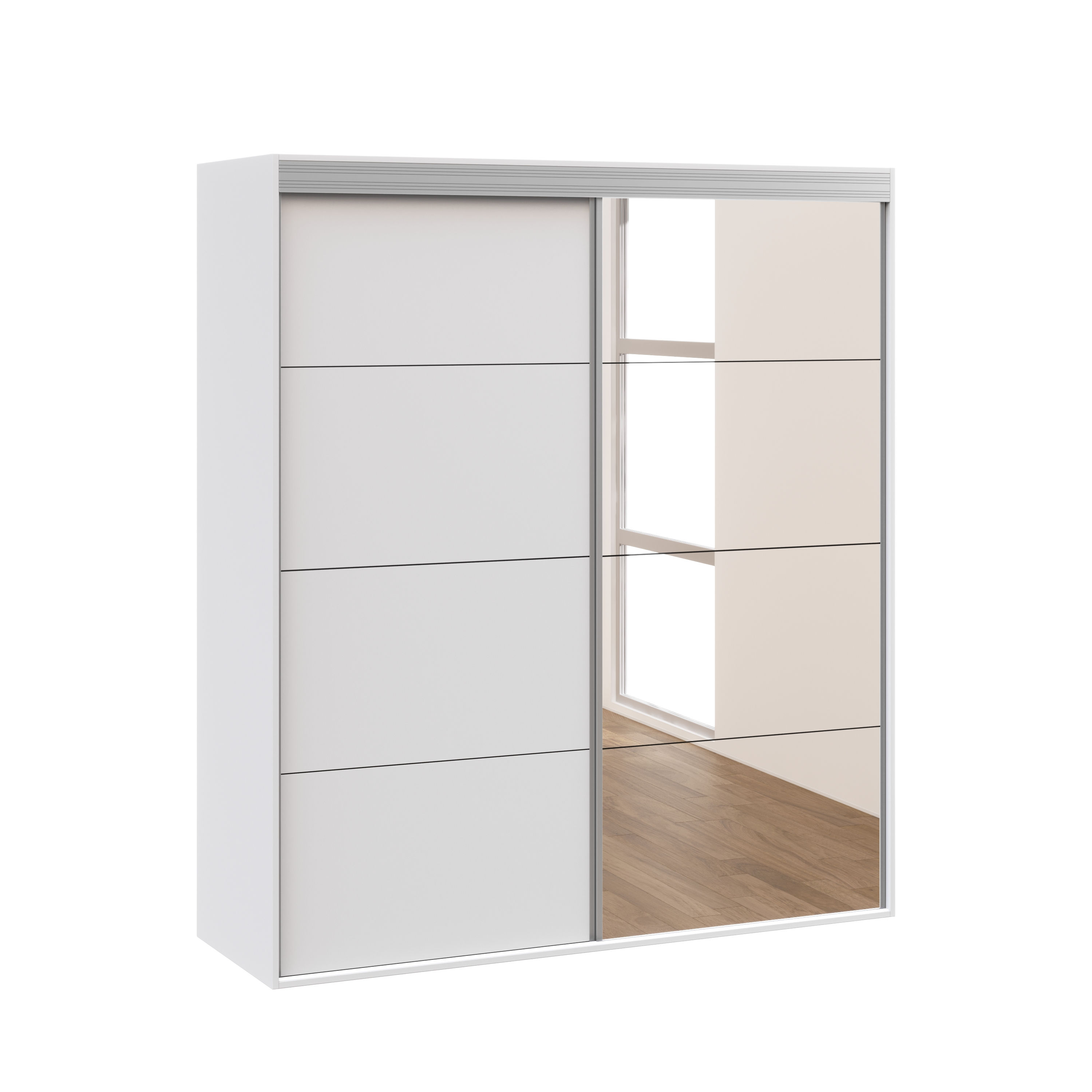 Kleiderschrank Schiebetüren mit Spiegel BODO 180 cm weiss