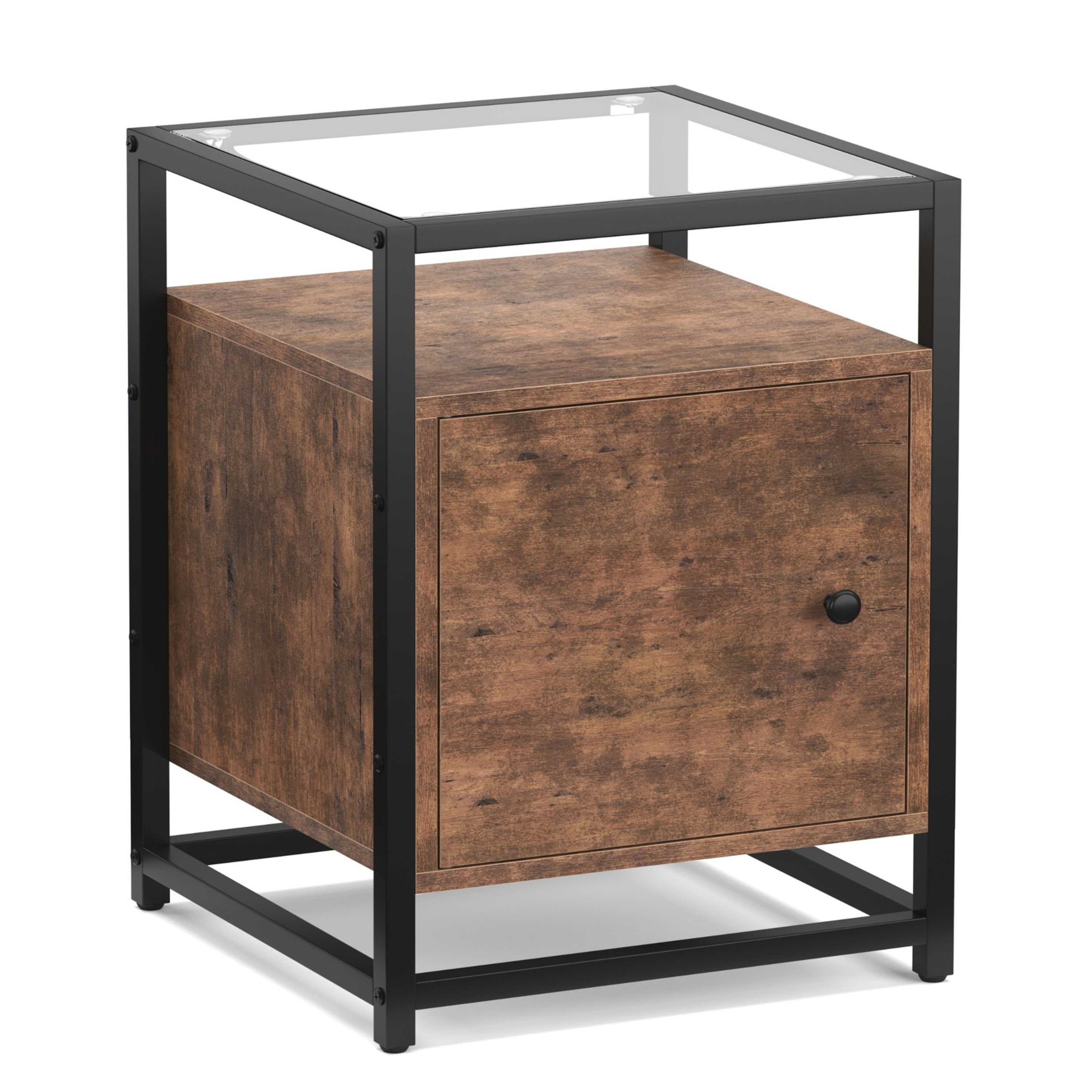 Nachttisch Vintage BONITA mit Glasplatte 40 x 60 cm