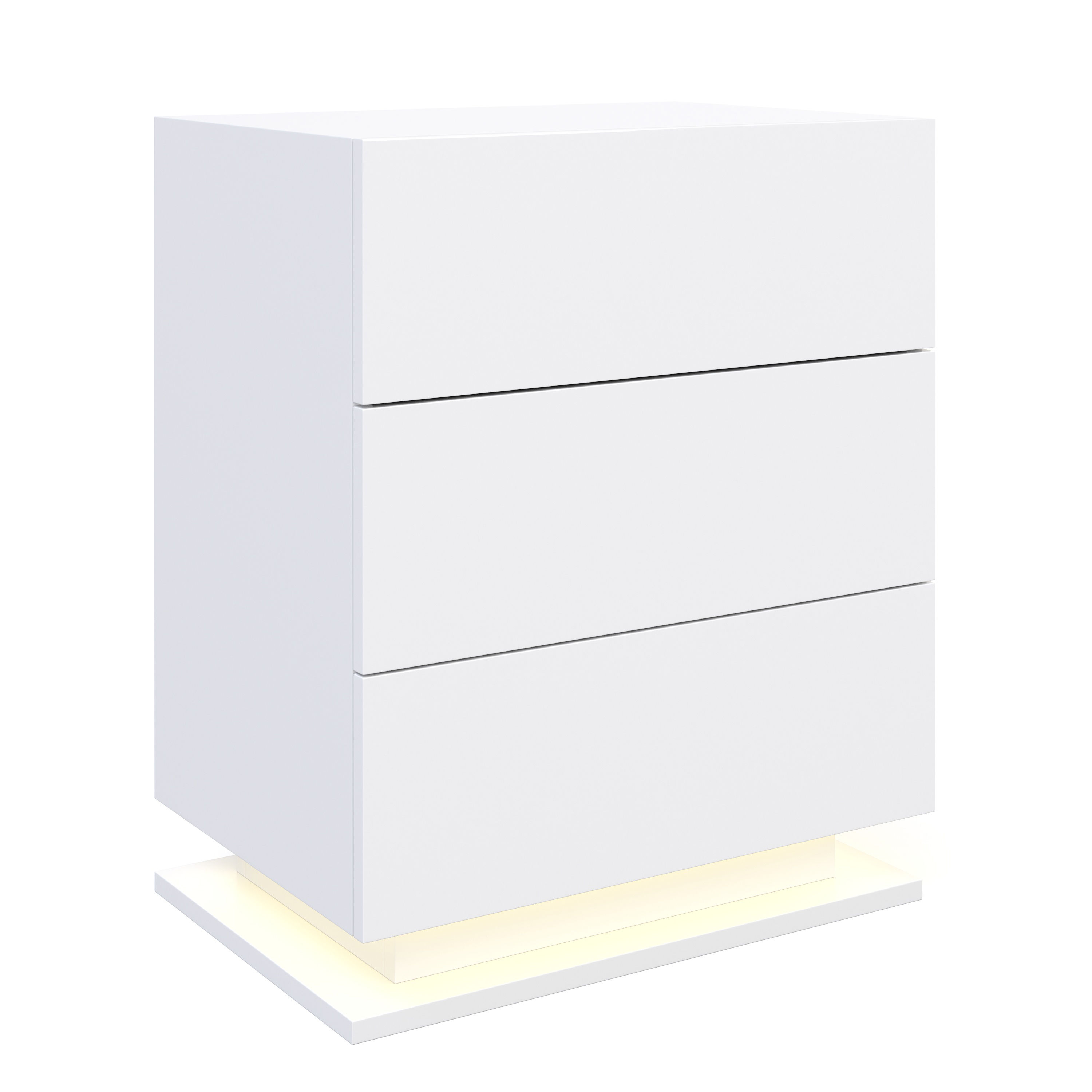 Nachttisch LED MINO 3 Schubladen weiss