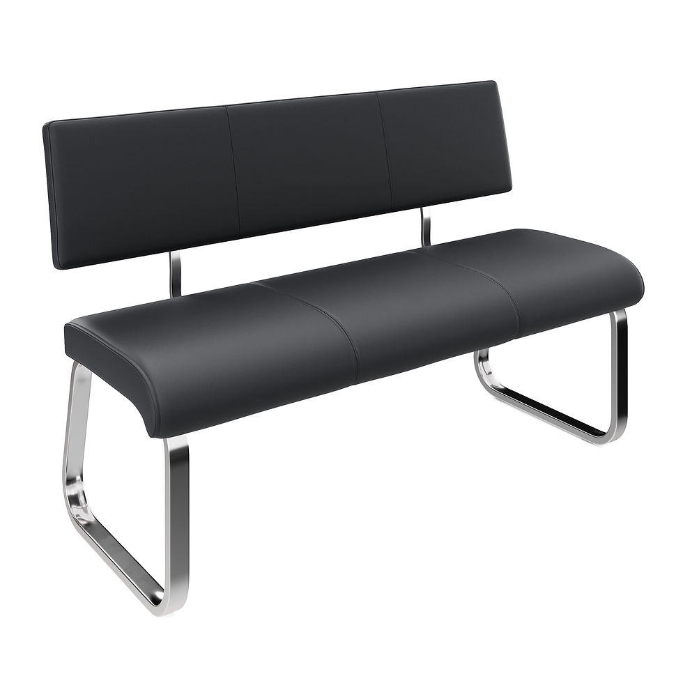 Sitzbank Leder mit Rückenlehne MARYLIN schwarz