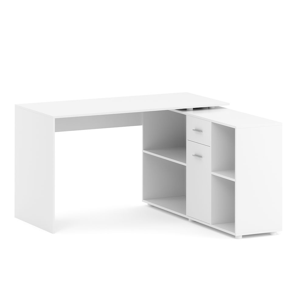 Eckschreibtisch STUARD mit Stauraum 130 x 130 x 75 cm weiss
