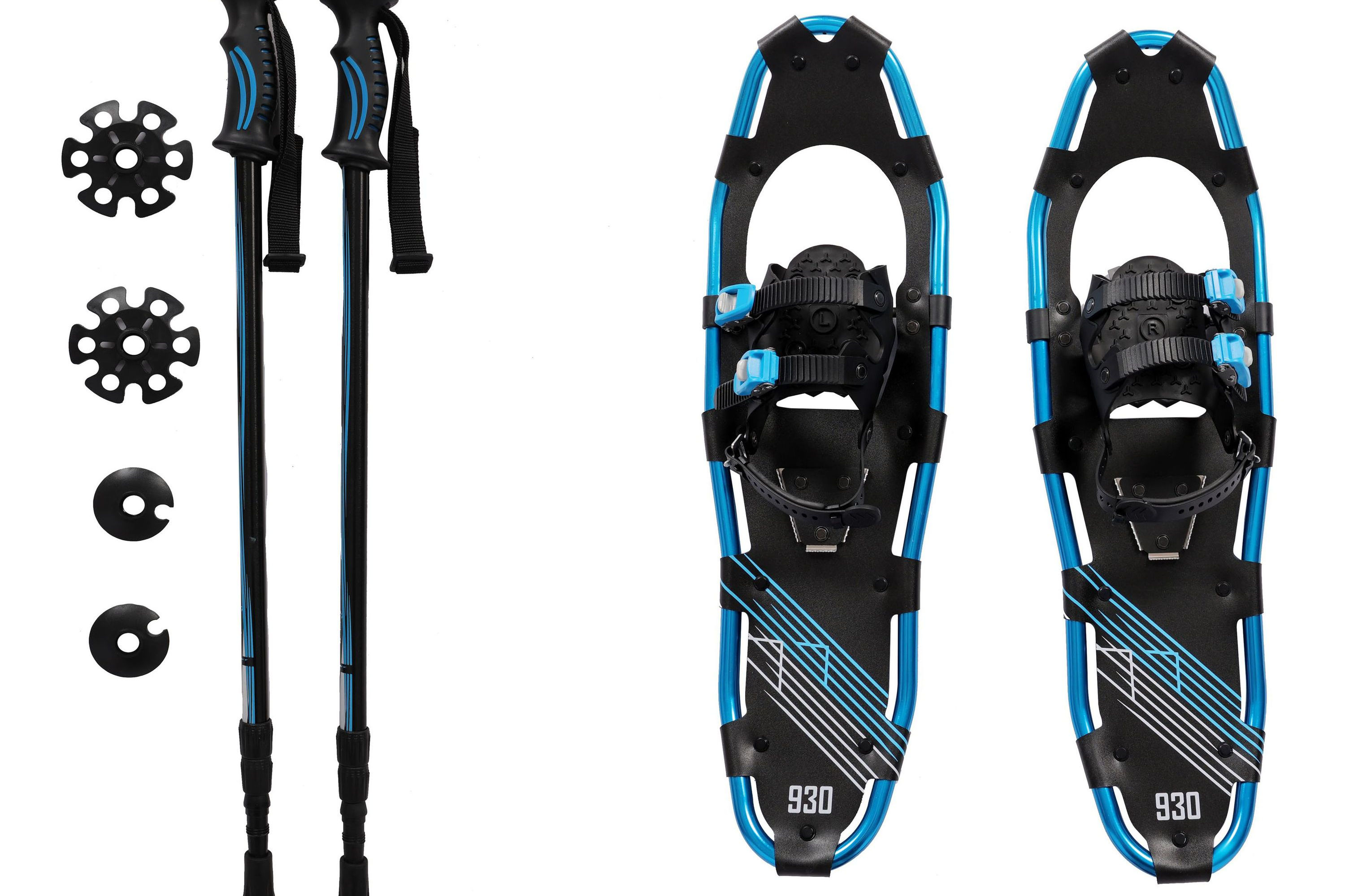 Schneeschuhe MAXI blau mit Stöcken