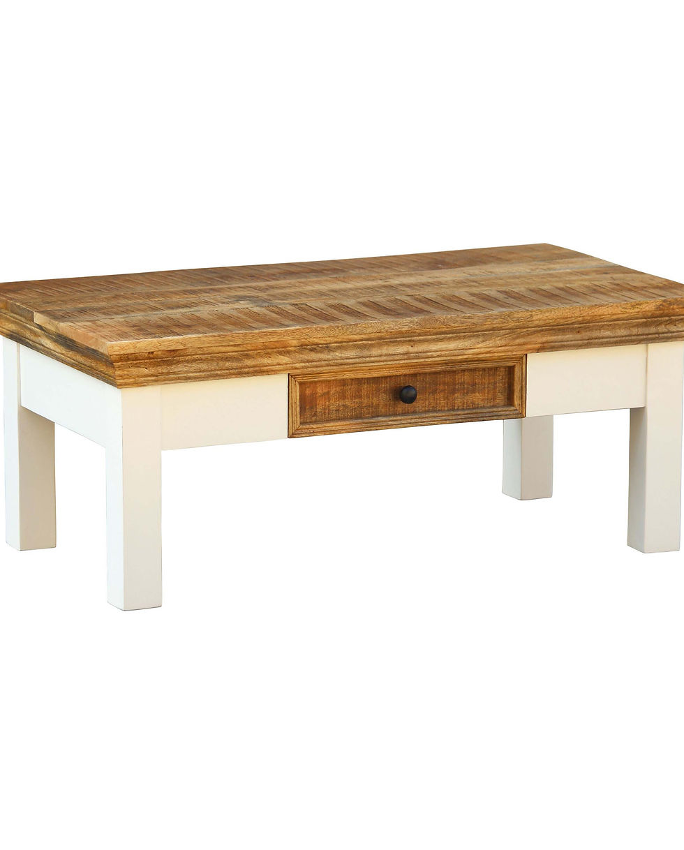 Beistelltisch Holz ALEXA 100 x 55 x 40 cm weiss/natur