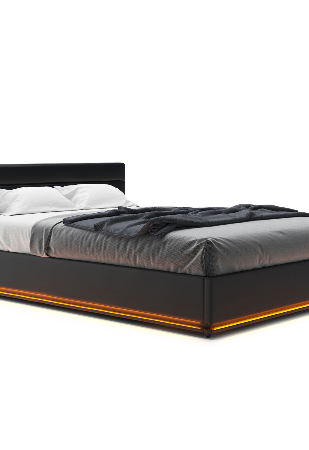Lederbett LED STARDUST 140 x 200 cm schwarz