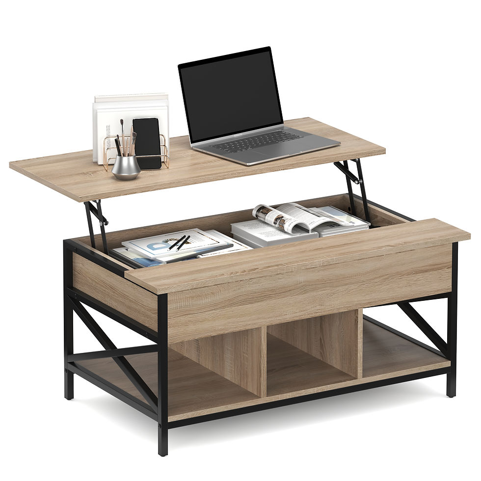 Beistelltisch WOODORA mit Stauraum 100 x 60 x 48 - 62 cm braun