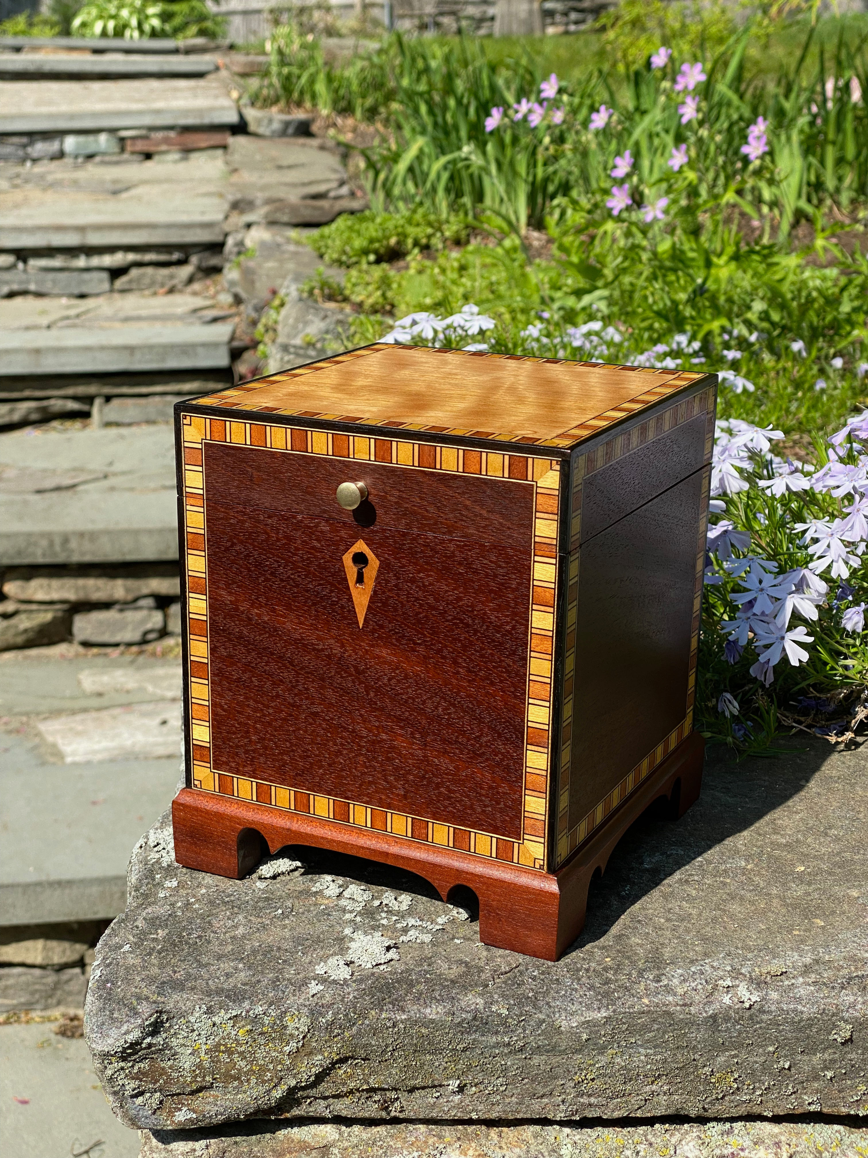Mahogany Tea Caddy Jewelry Box