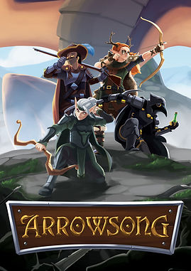 Arrowsong game poster - 4 characters posing with bows and arrows
