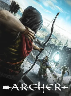 A hooded archer shooting arrows down at a group of attacking creatures