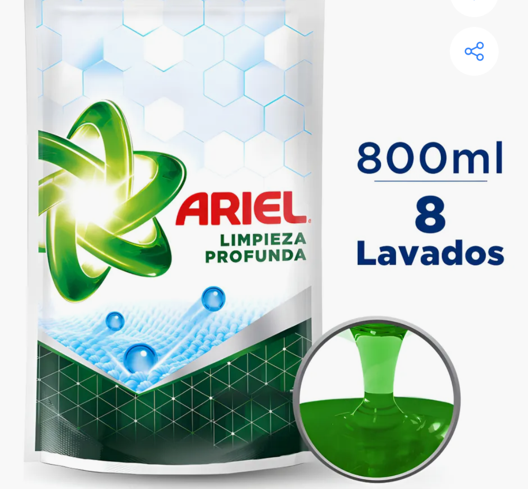 ARIEL DETERGENTE LIQUIDO  LIMP PROFUNDA X 800