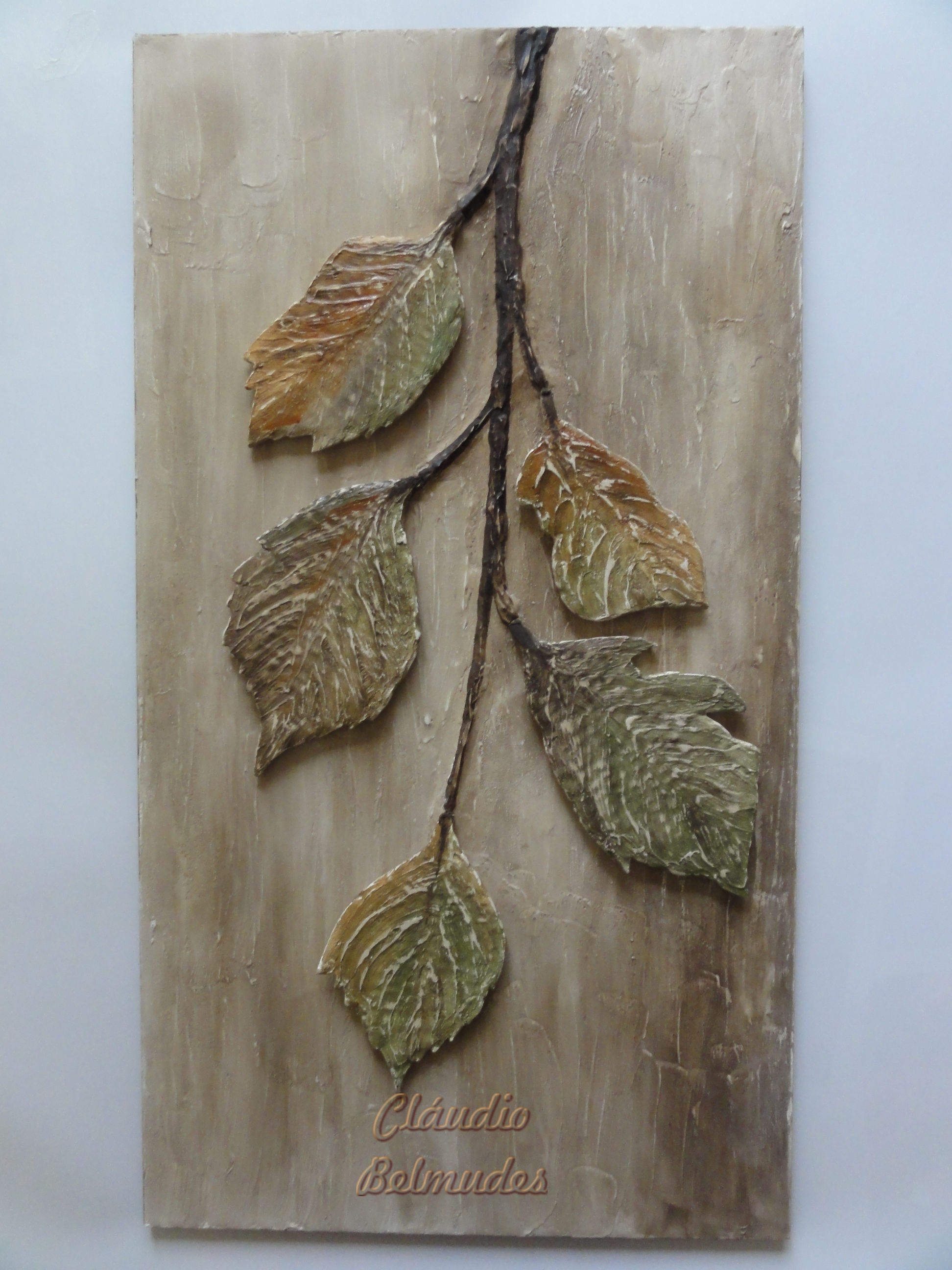 Quadro com folhas secas