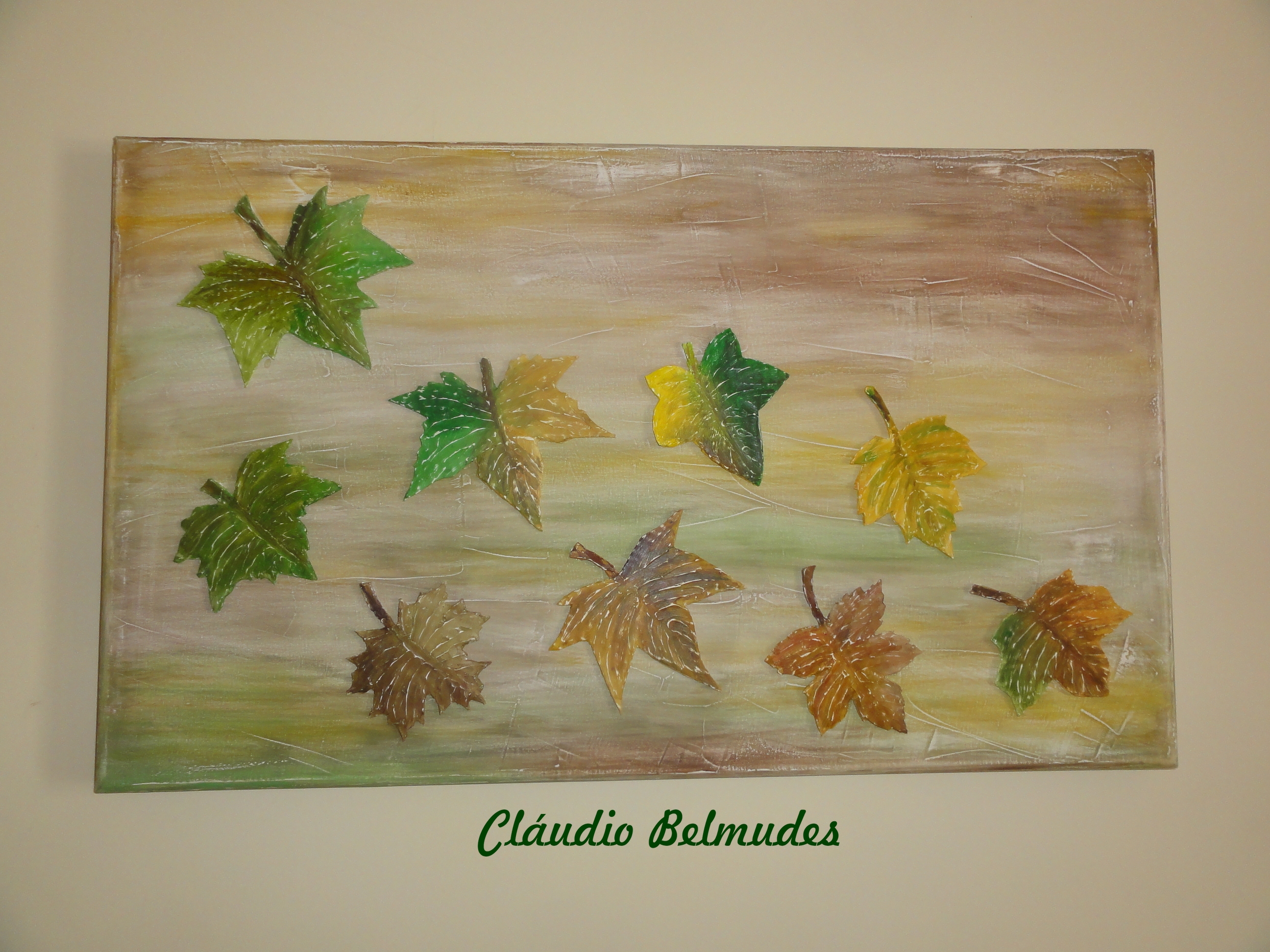 Painel de folhas secas