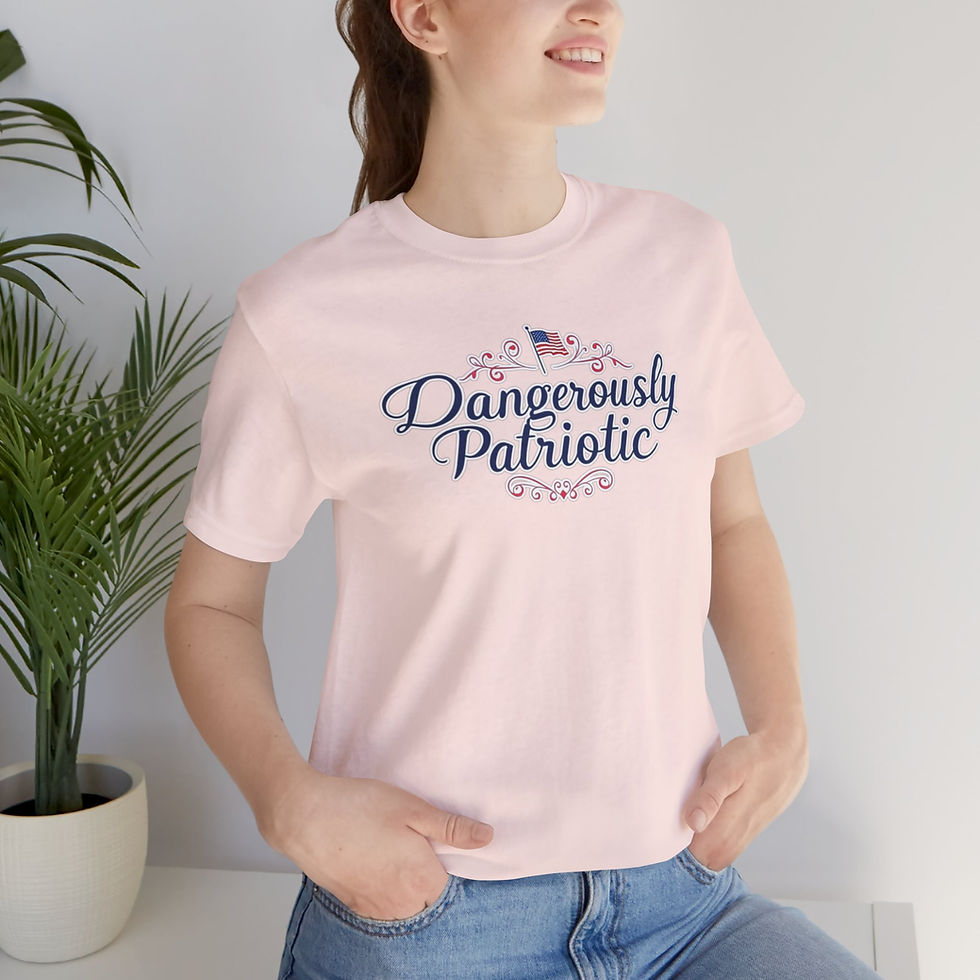 Dangerously Patriotic Cursive Logo Shirt, Feminine Patriotic T Shirt