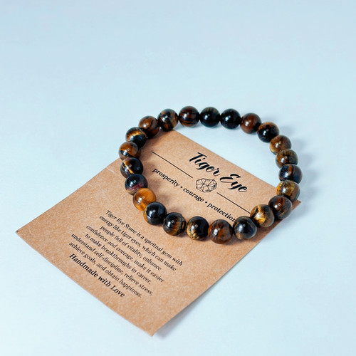 Tiger Eye Healing Bracelet with Card Gift Bag Crystal for