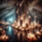 A dramatic image of the giant selenite crystals in Naica’s Cave of Crystals, showcasing the immense size and transparency of the crystals, with soft lighting reflecting off their surfaces in the cave environment.