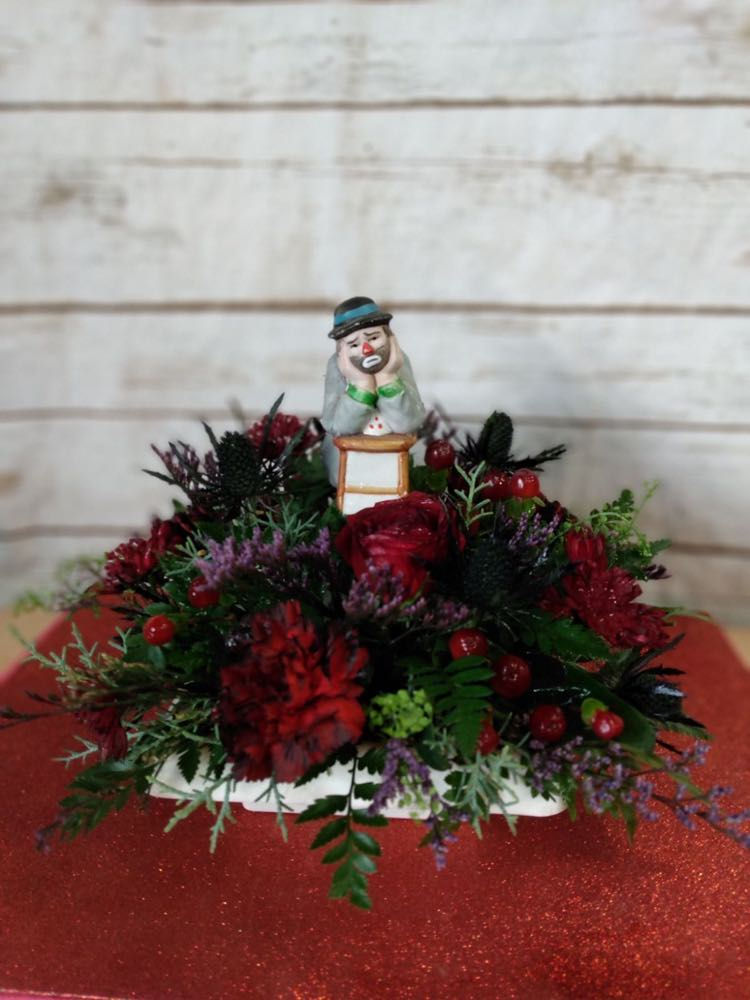 "Send In The Clowns" Goth Burgundy/Black Floral Arrangement