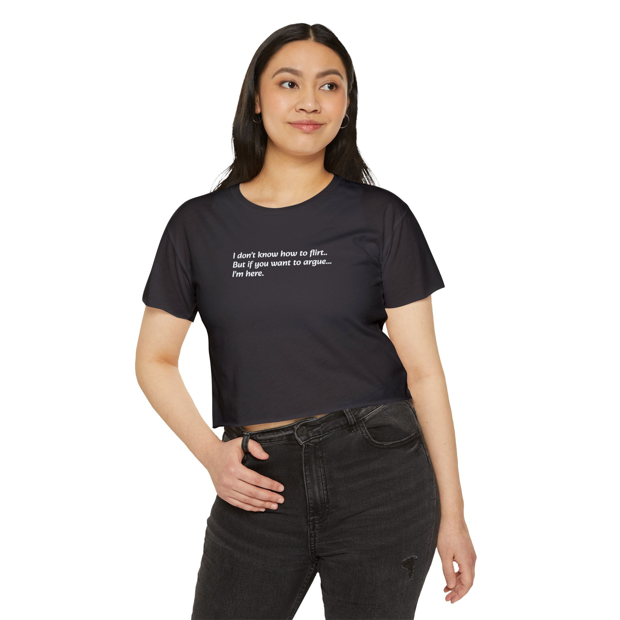 I don't know how to flirt - Slim Fit Women's Festival Crop Top
