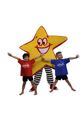 Twinke and two young boy gymnasts